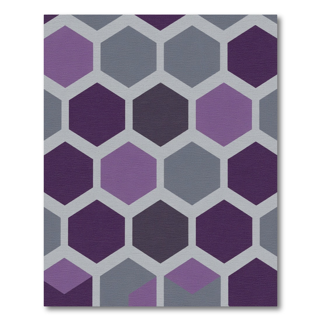 Modern Purple Gray Hexagon Grid Rug