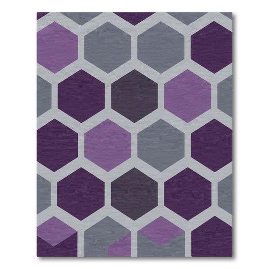 Modern Purple Gray Hexagon Grid Rug