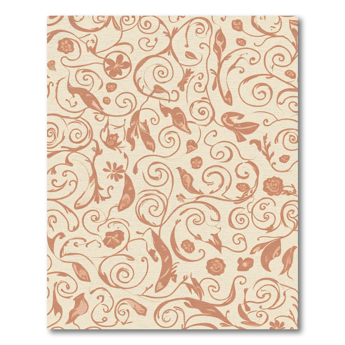Rust Floral Vine Swirl Rug