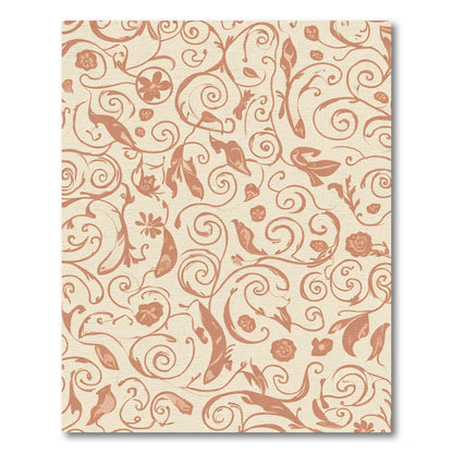 Rust Floral Vine Swirl Rug