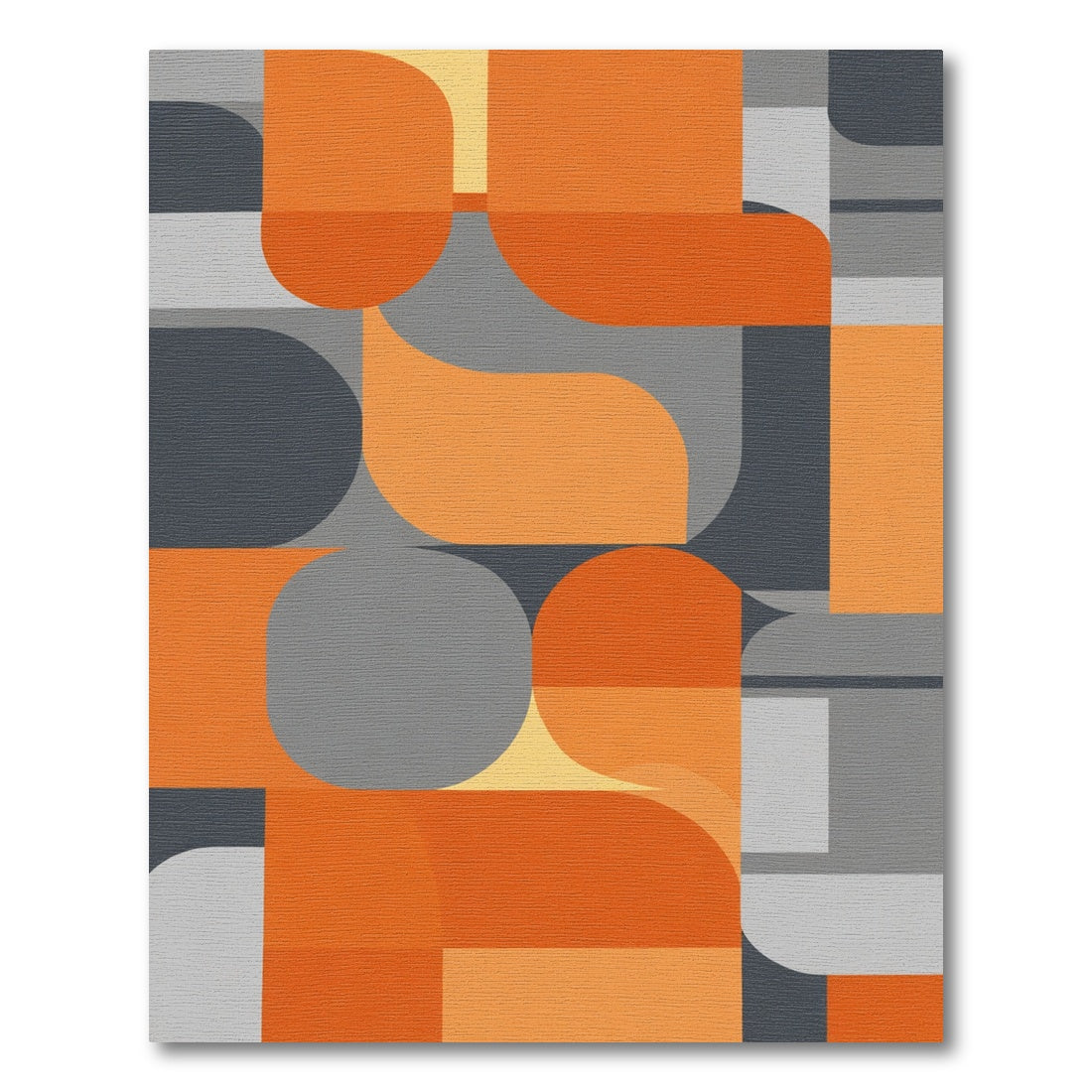 Geometric Orange Gray Abstract Shapes Rug
