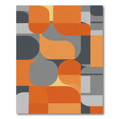 Geometric Orange Gray Abstract Shapes Rug