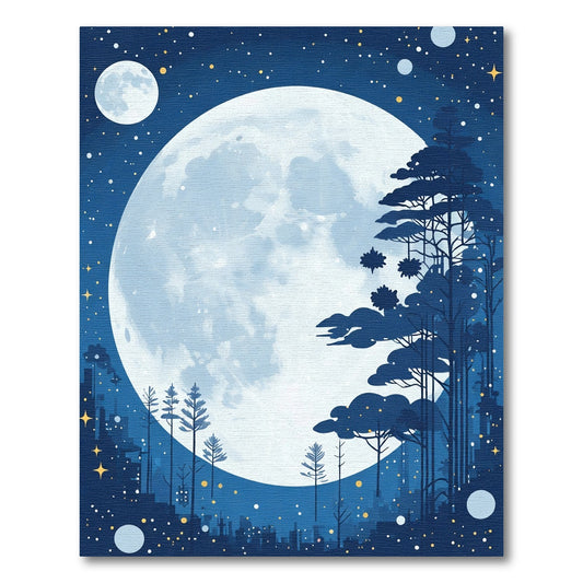 Dreamy Blue Night Forest Moonscape Rug