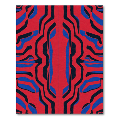 Bold Red Blue Abstract Stripes Rug