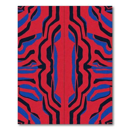 Bold Red Blue Abstract Stripes Rug