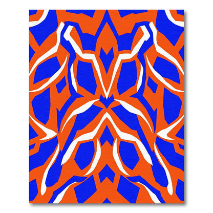 Orange Blue White Geometric Abstraction Rug