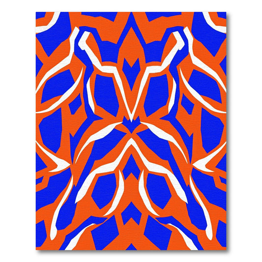 Orange Blue White Geometric Abstraction Rug
