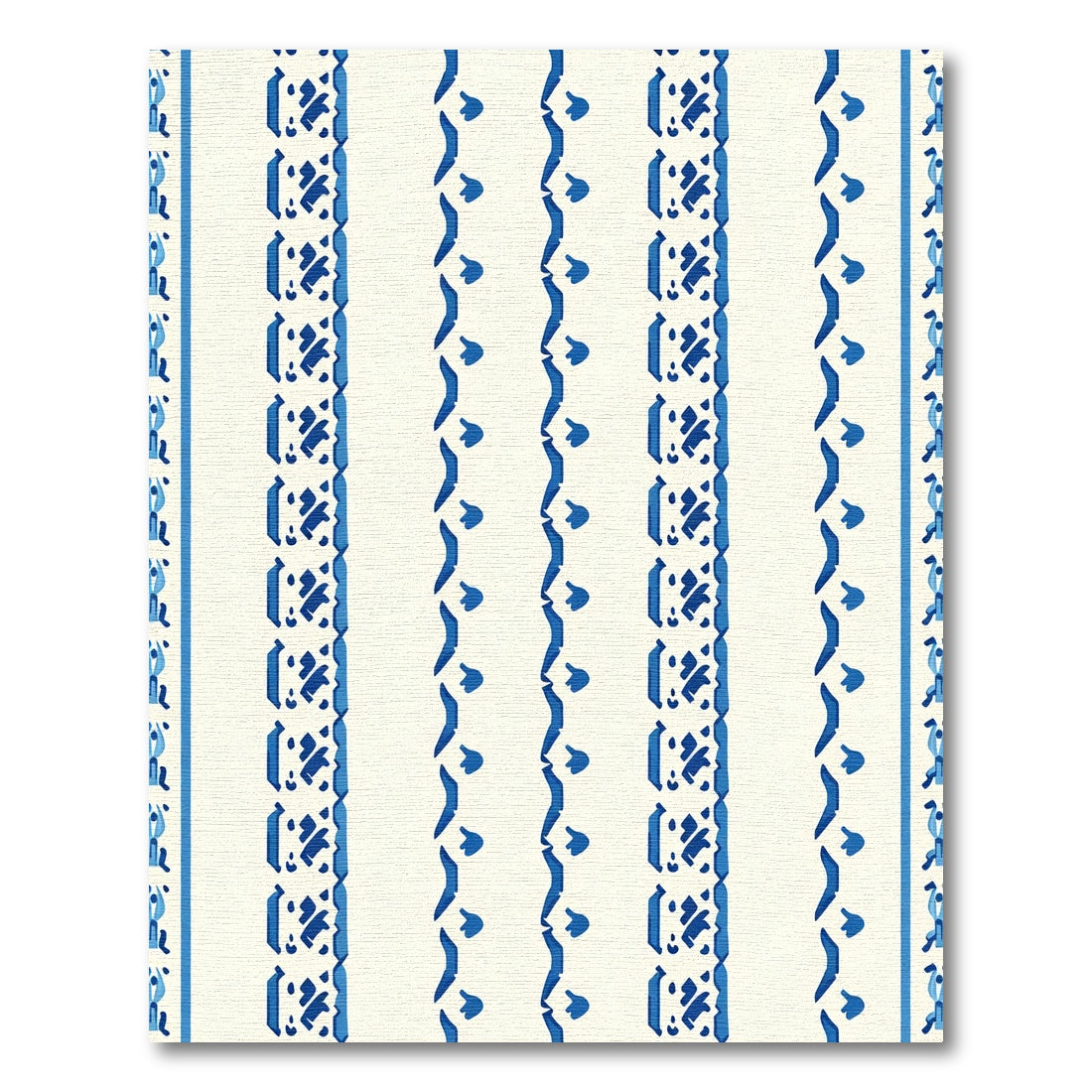 Blue White Vertical Stripe Medallion Rug