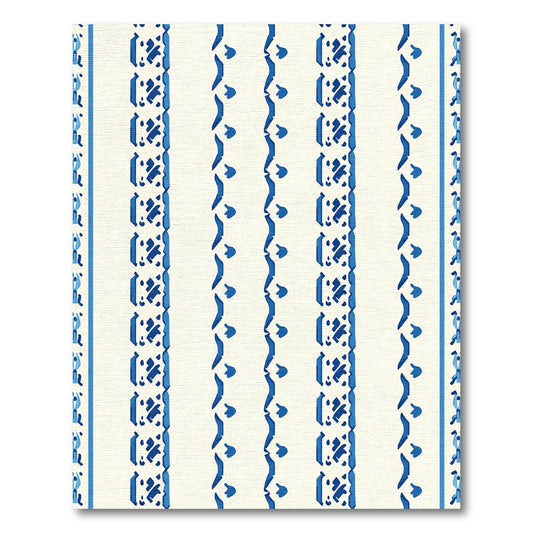 Blue White Vertical Stripe Medallion Rug