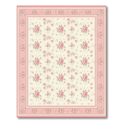 Pink Rose Floral Vintage Area Rug
