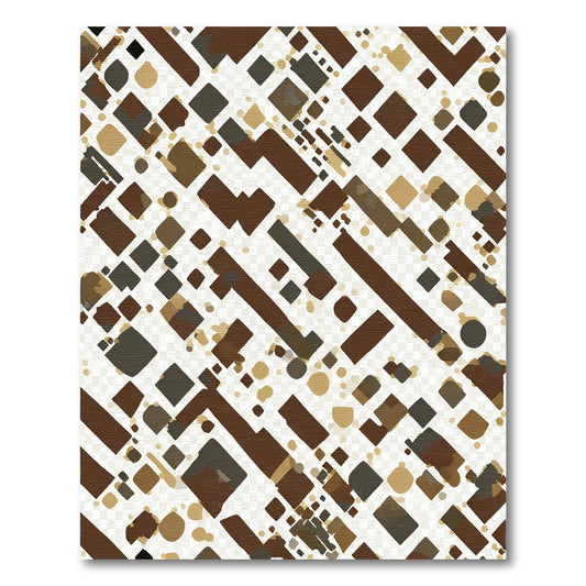 Brown Ochre Geometric Jagged Overlay Rug