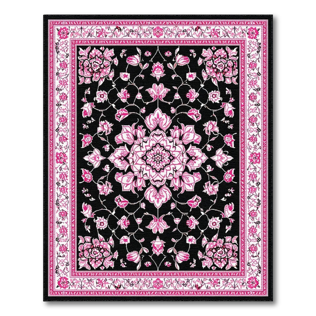 Pink Floral Medallion Area Rug
