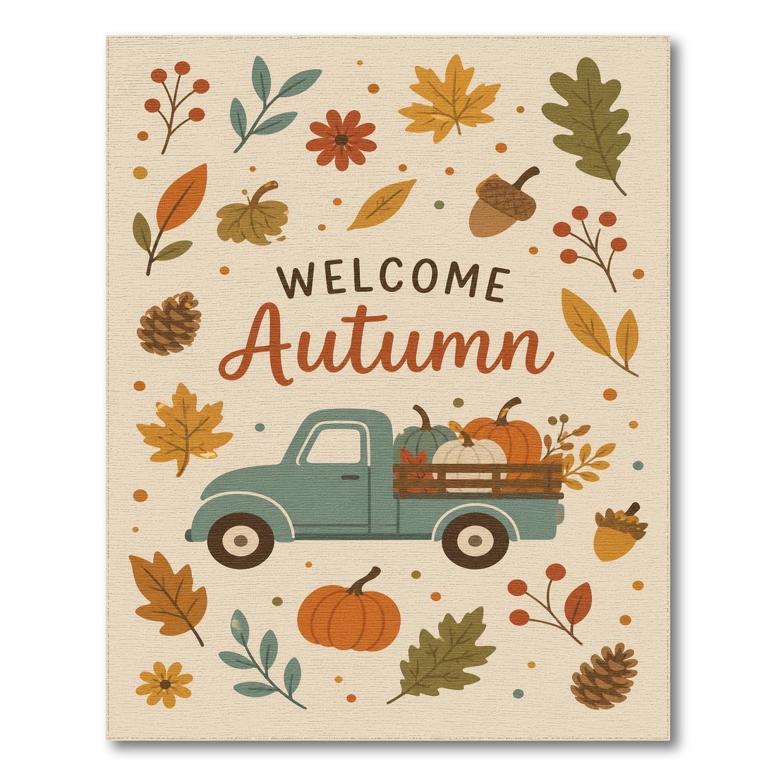 Welcome Autumn Truck Area Rug