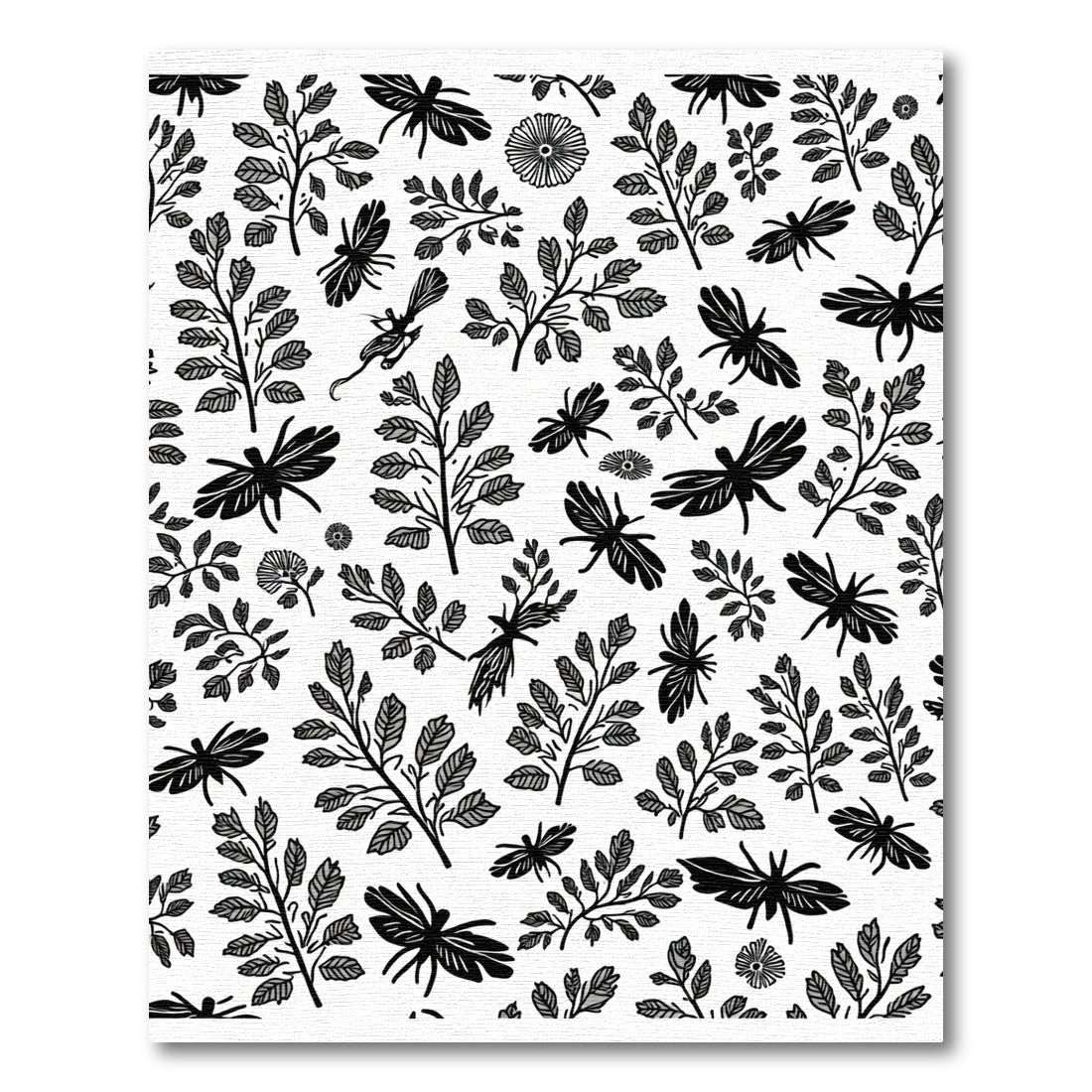 Black White Dragonfly Leaf Nature Repeat Rug
