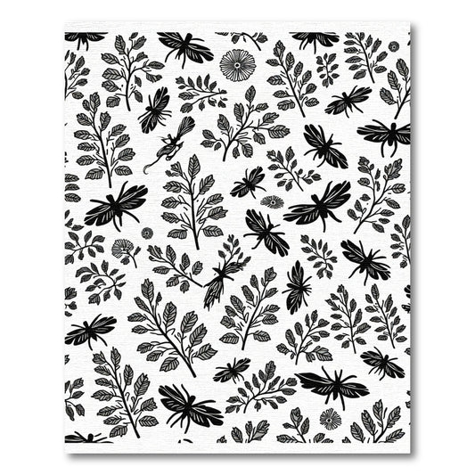 Black White Dragonfly Leaf Nature Repeat Rug