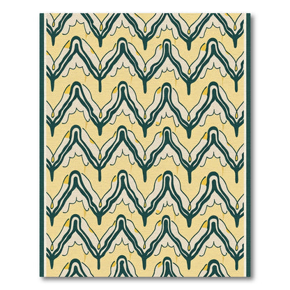 Art Deco Emerald Yellow Chevron Rug