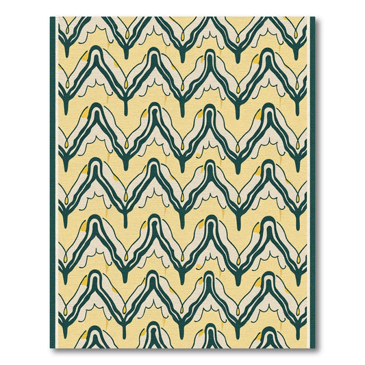 Art Deco Emerald Yellow Chevron Rug