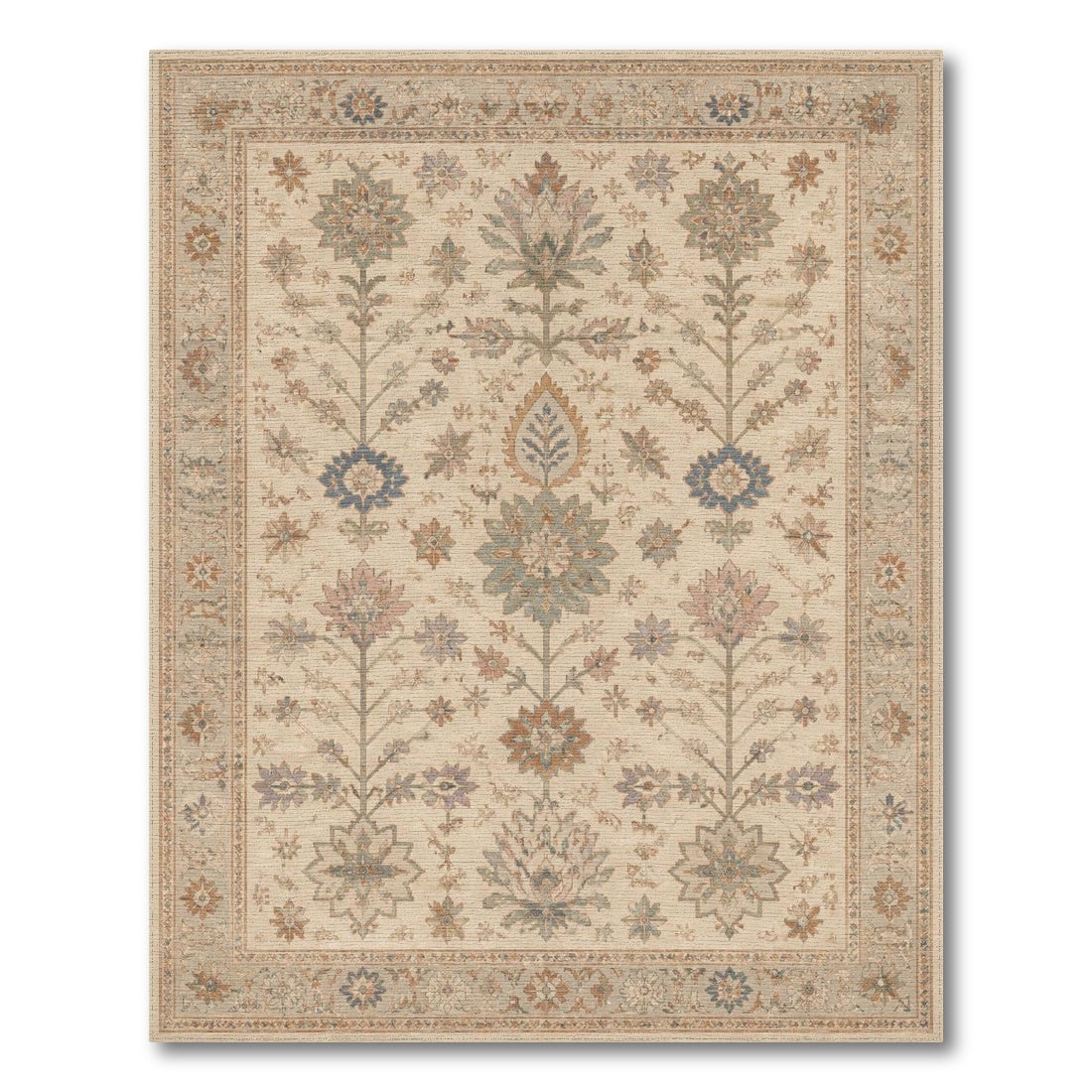 Beige Persian Floral Medallion Traditional Persian Area Rug