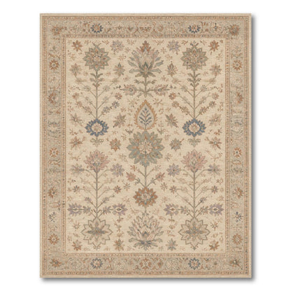 Beige Persian Floral Medallion Traditional Persian Area Rug