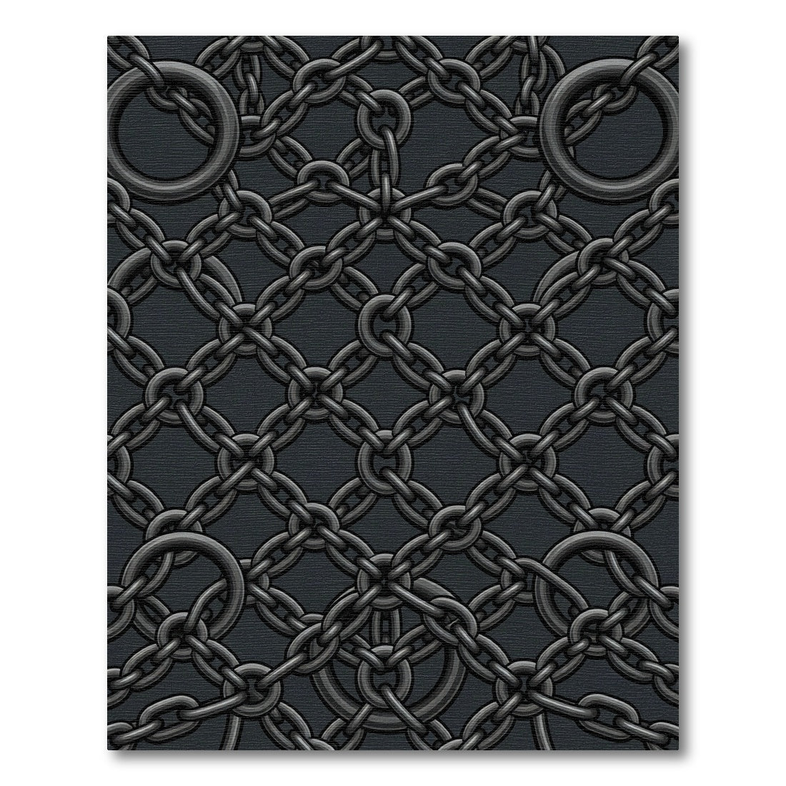 Dark Gray Interlocking Chain Links Rug