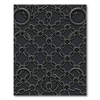 Dark Gray Interlocking Chain Links Rug