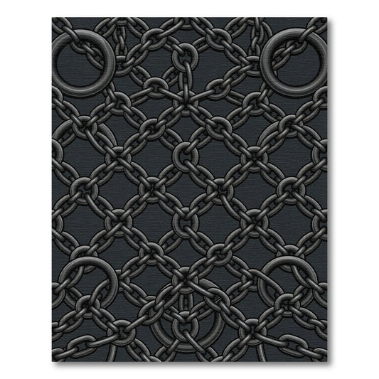 Dark Gray Interlocking Chain Links Rug