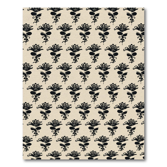 Black Floral Vine Repeat Rug