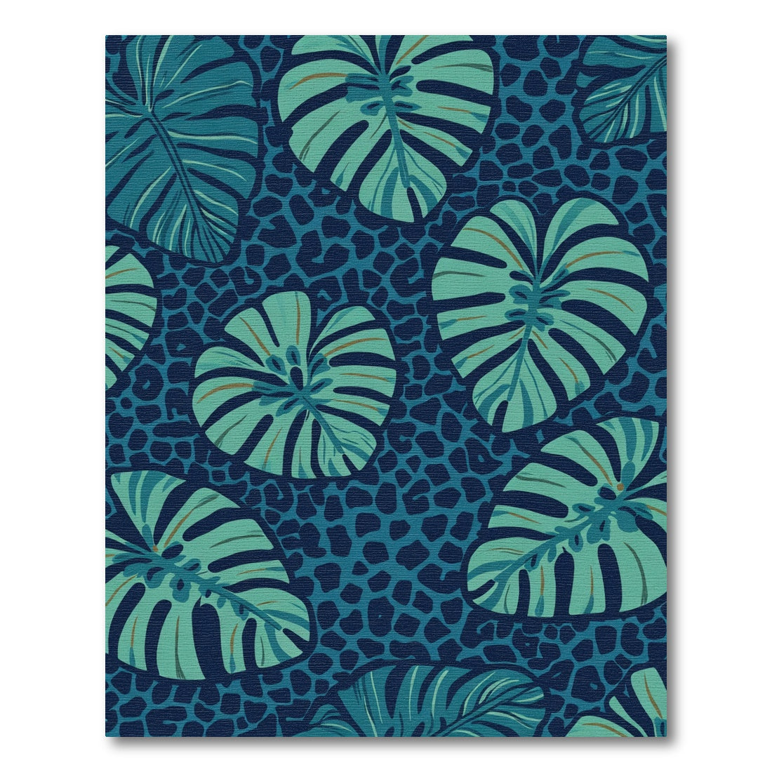 Teal Jungle Leaf Animal Print Rug