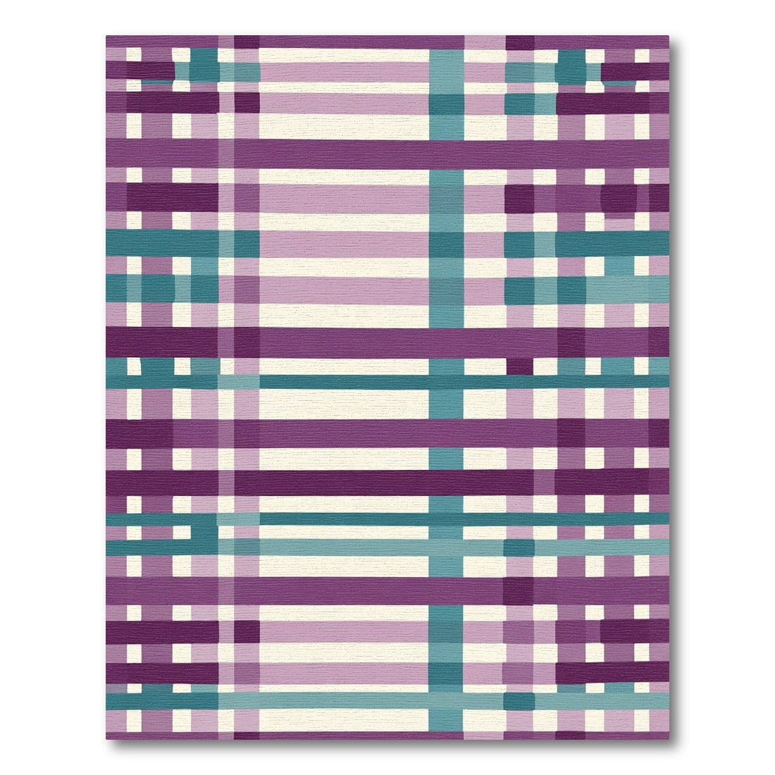 Faded Plum Teal Plaid Lines Rug