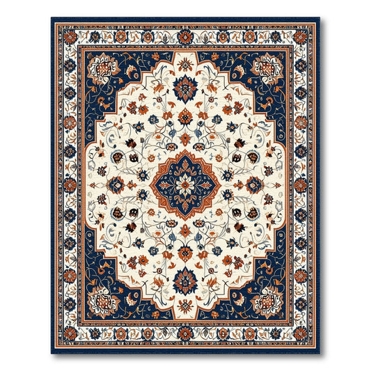 Multi-color and Patterns Medallion Navy Persian Floral Medallion Area Rug