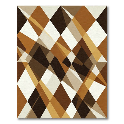 Modern Brown Diamond Geometric Composition Rug