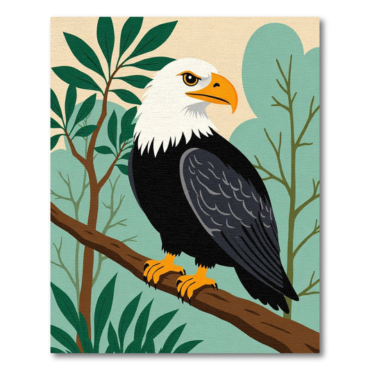 Majestic Eagle Perched Woodland Scene Rug