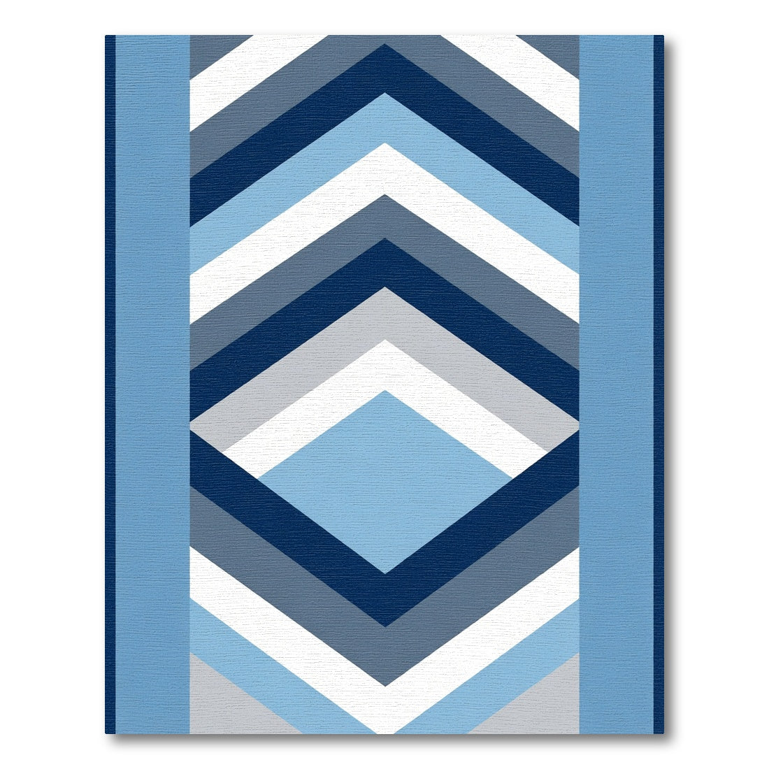 Navy Blue Geometric Diamond Chevron Rug