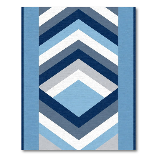 Navy Blue Geometric Diamond Chevron Rug