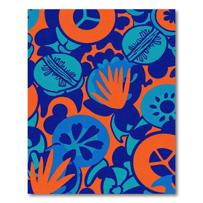 Bold Orange Blue Floral Medley Rug