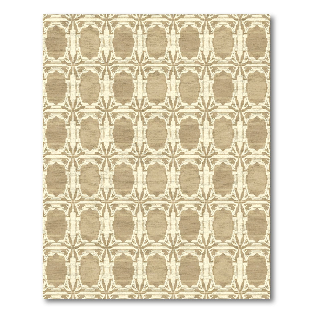 Tan Ogee Repeating Geometric Rug