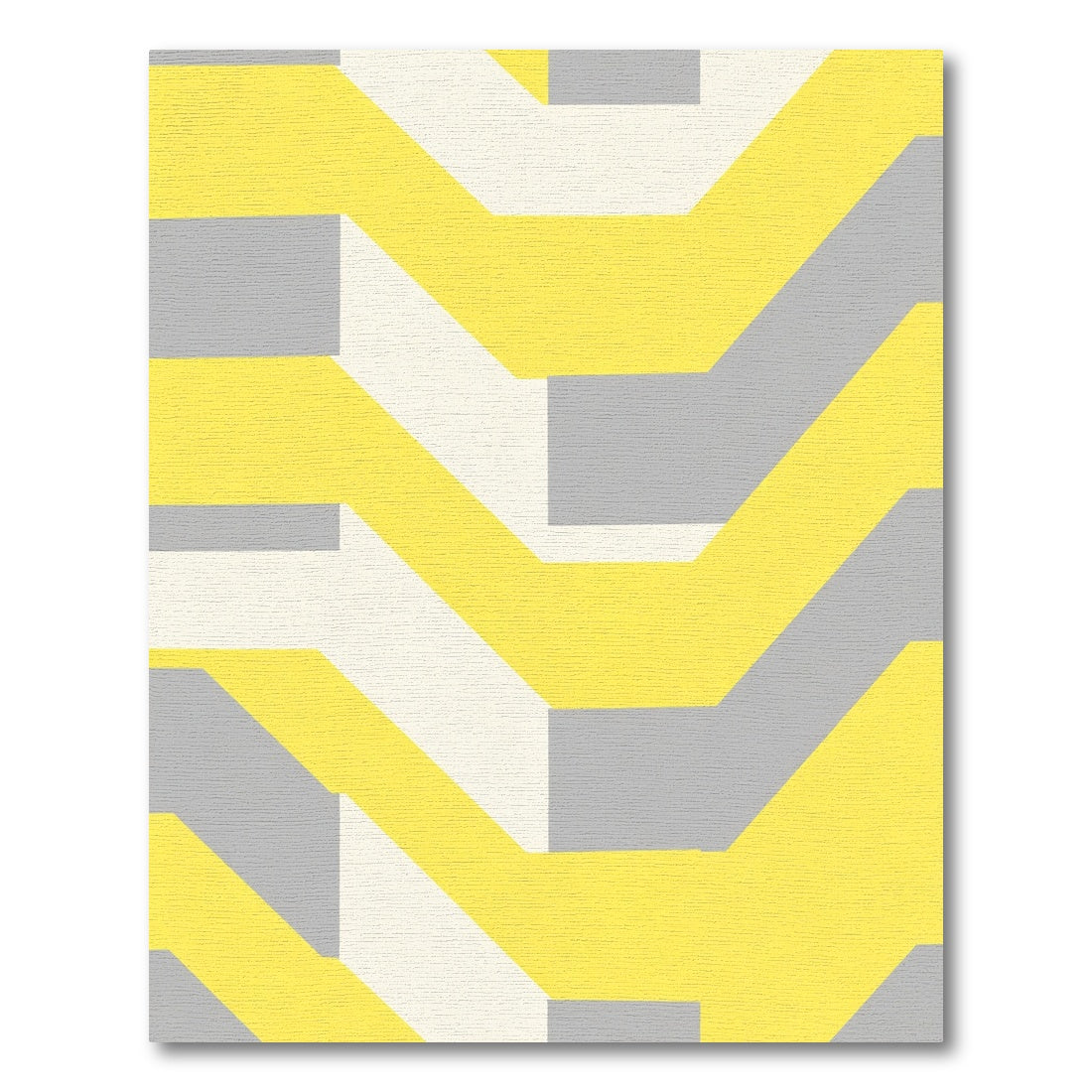 Modern Yellow Gray Geometric Chevron Rug