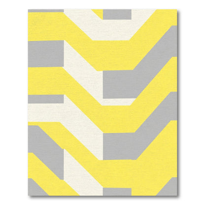 Modern Yellow Gray Geometric Chevron Rug