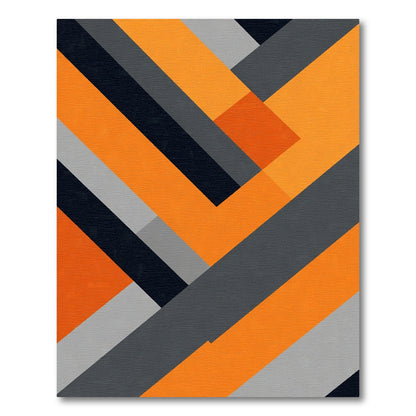 Modern Orange Gray Slate Angular Rug