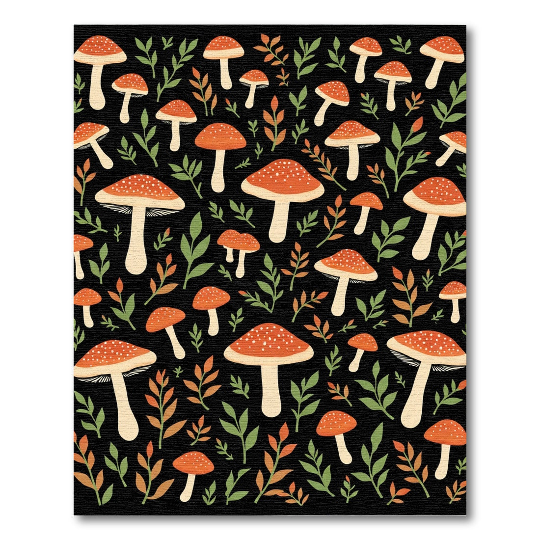 Whimsical Red Mushroom Forest Pattern Rug