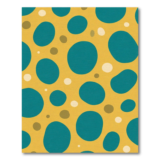 Golden Yellow Teal Circles Rug