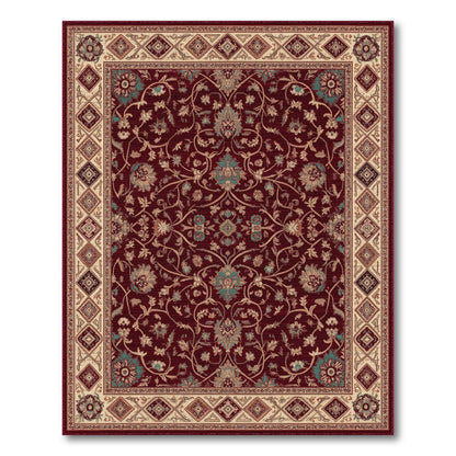 Deep Red Persian Floral Area Rug