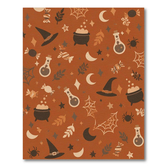 Orange Halloween Witch Cauldron Washable Area Rug