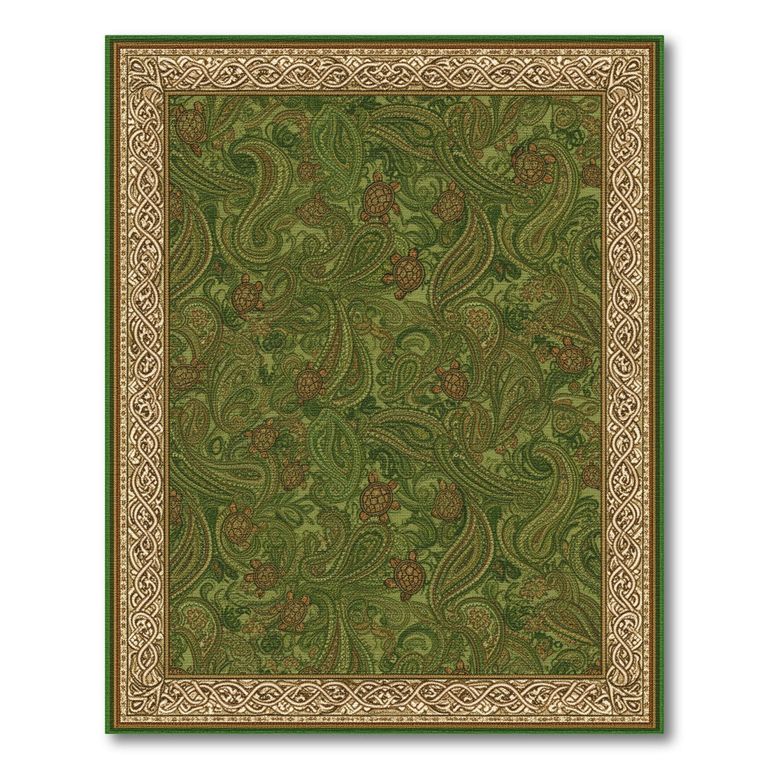 Green Paisley Sea Turtle Area Rug