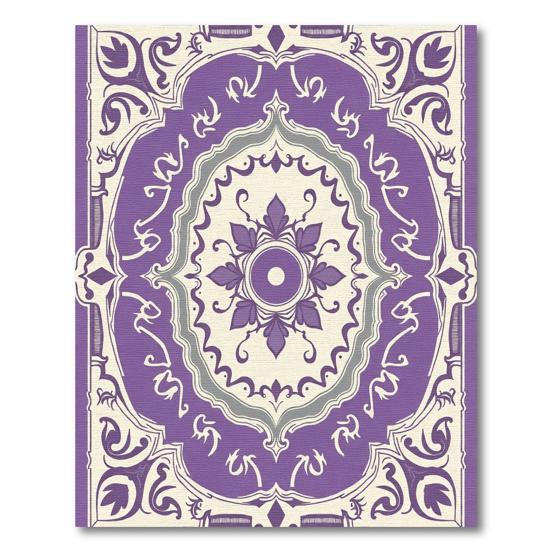 Elegant Purple Floral Mandala Rug