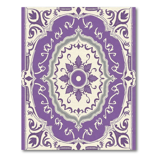 Elegant Purple Floral Mandala Rug