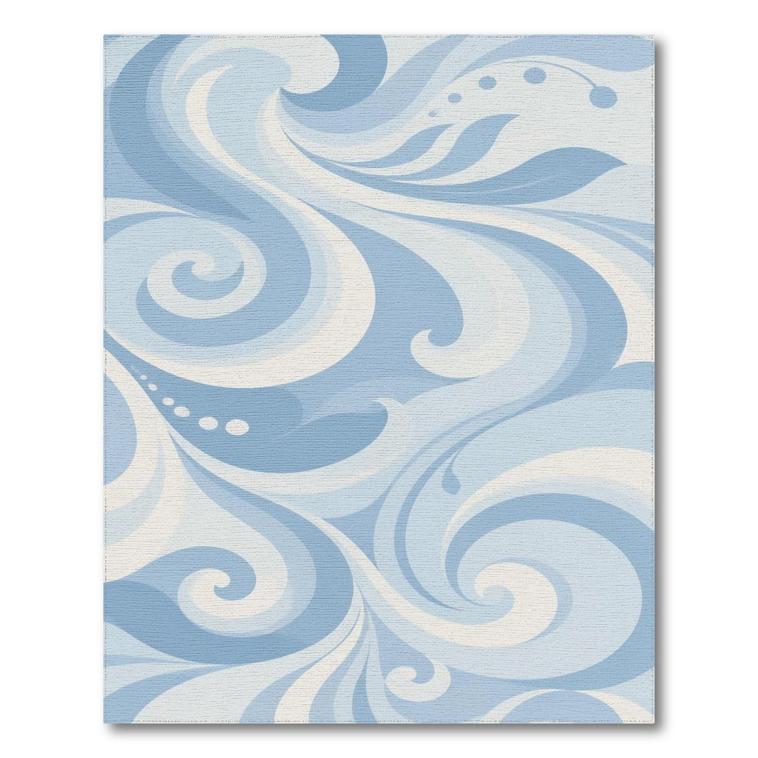 Blue and Teal Blue Swirl Abstract Washable Area Rug