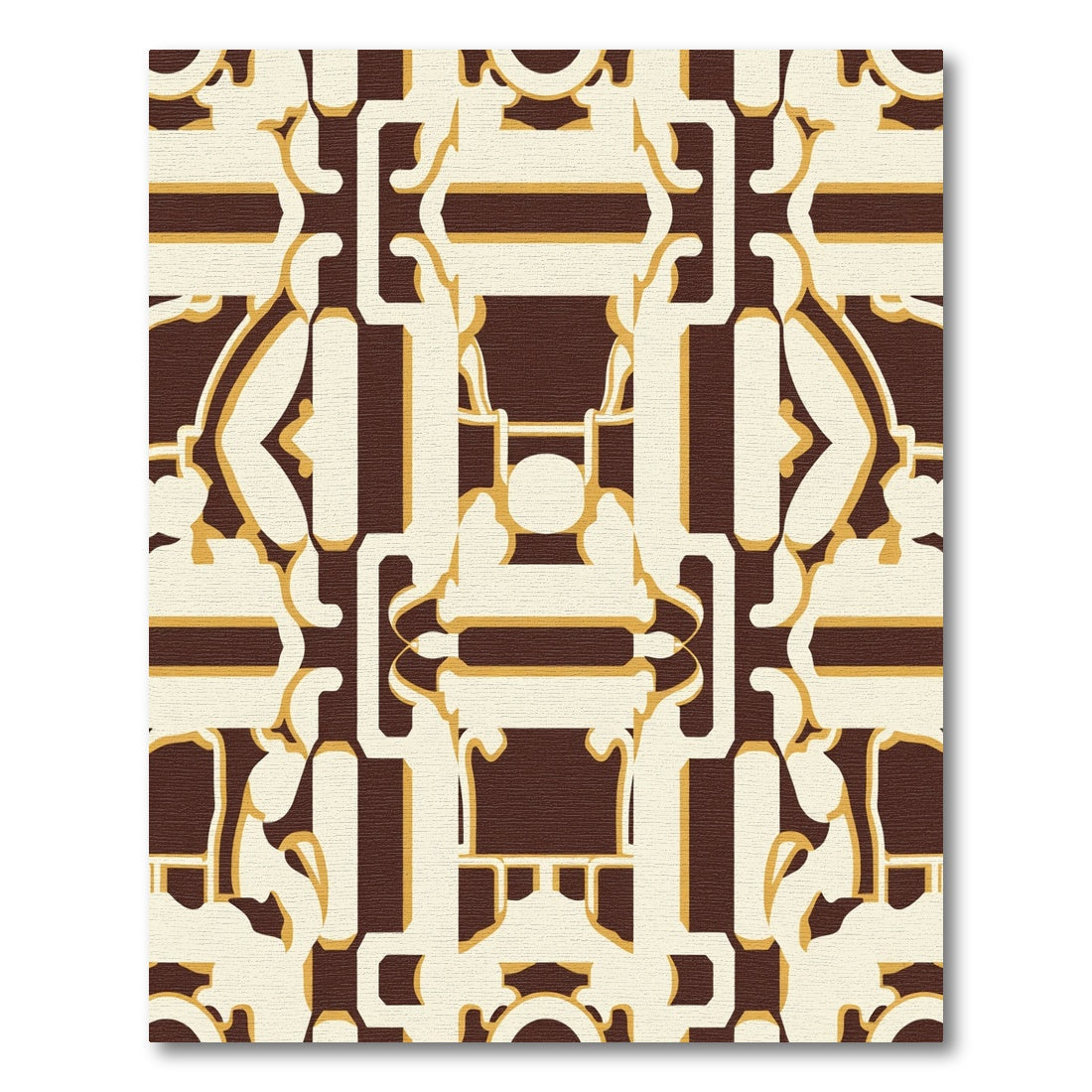 Rich Brown and Cream Geometric Lattice Rug