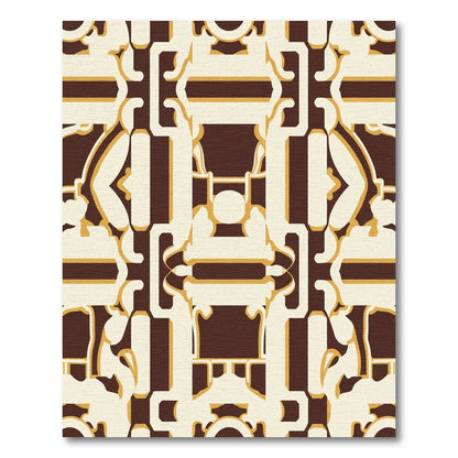 Rich Brown and Cream Geometric Lattice Rug