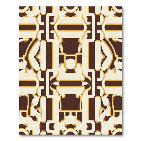 Rich Brown and Cream Geometric Lattice Rug